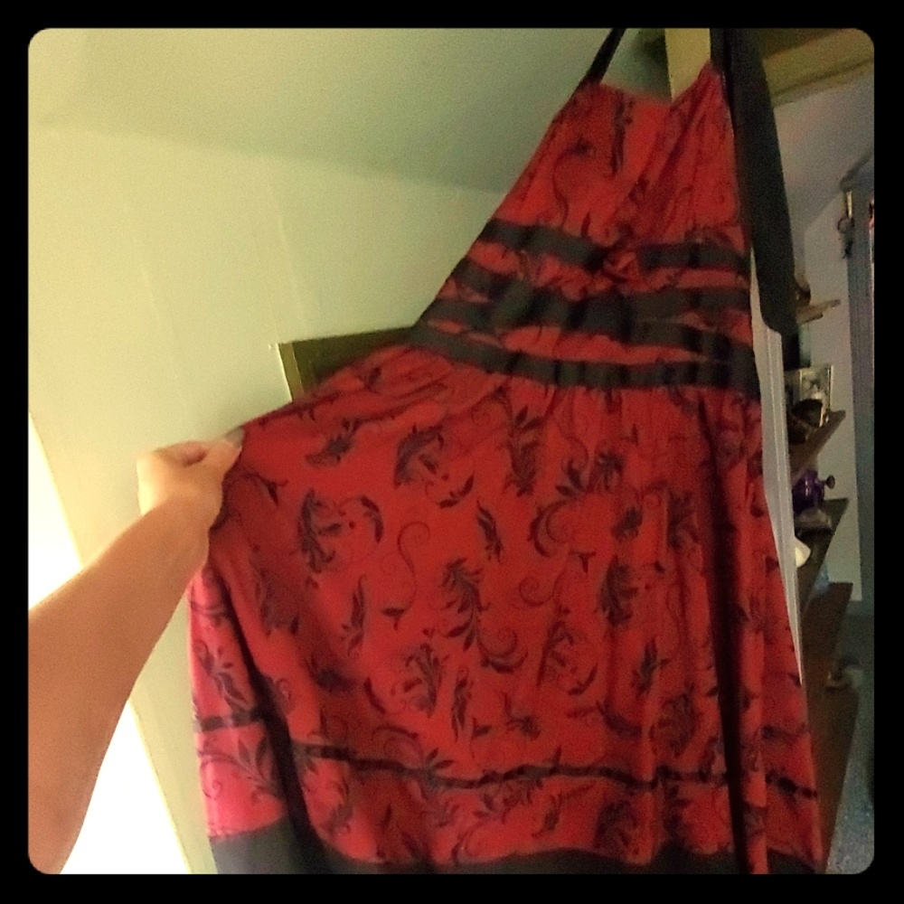 Red flowered dress
